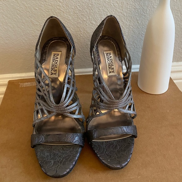 Last Chance: Badgley Mischka Strappy Glitter Heels - Picture 3 of 7